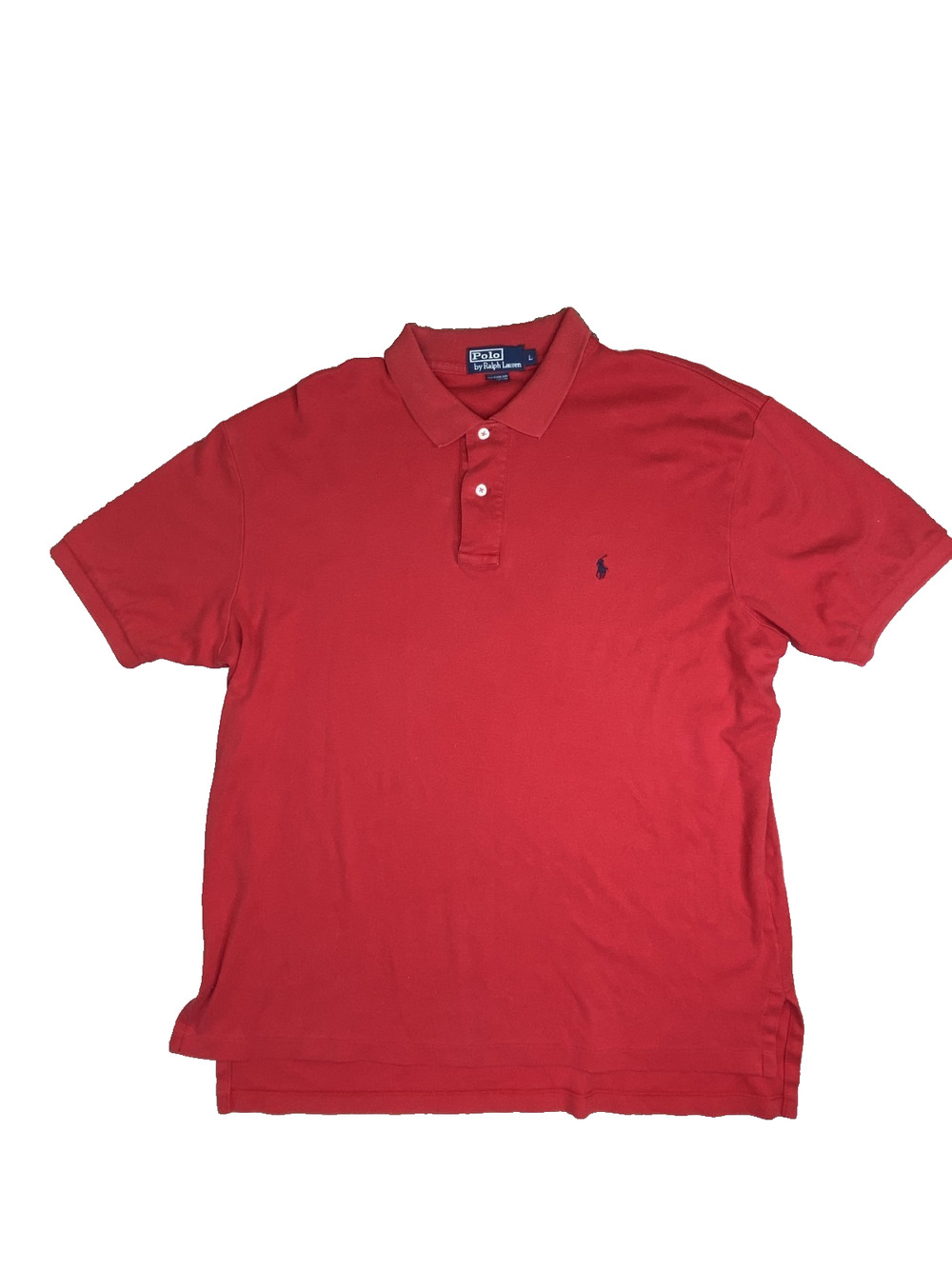 Polo Ralph Lauren Shirt Men Large Red Short Sleeve Button Front Pony Logo Preppy